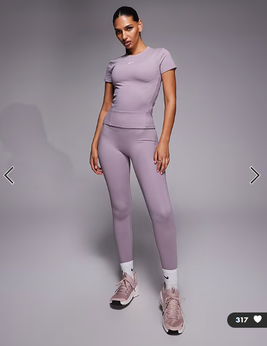Nike One Training fitted short sleeve top in light purple