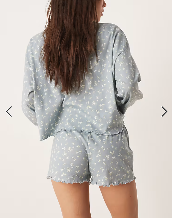 ASOS DESIGN mix & match pajama shorts in blue floral print