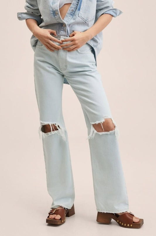 Mango - High-waist straight jeans