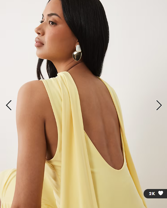 ASOS DESIGN slinky maxi dress with scarf detail in lemon