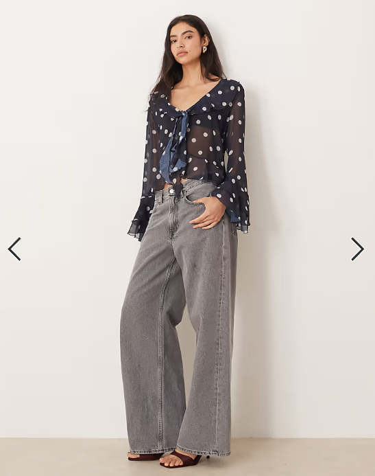 ASOS DESIGN sheer ruffle detail blouse