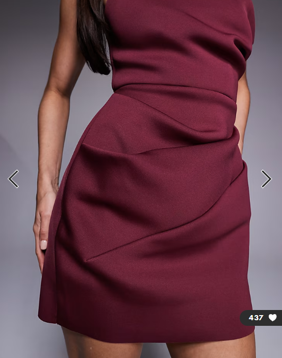 ASOS DESIGN slouch neckline cinched waist mini dress in scuba-style fabric in plum