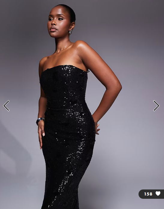 TFNC bandeau maxi dress in black sequin