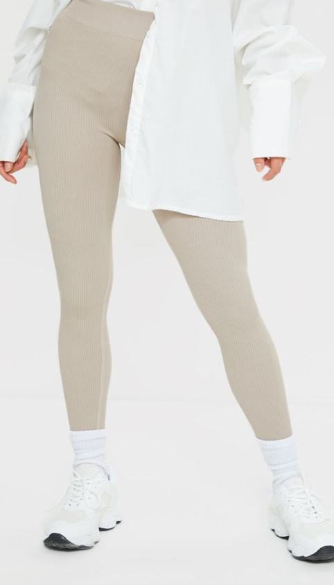 Petite Stone Stuctured Contour Rib Leggings