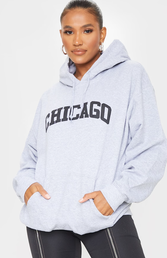 Grey Chicago Printed Hoodie