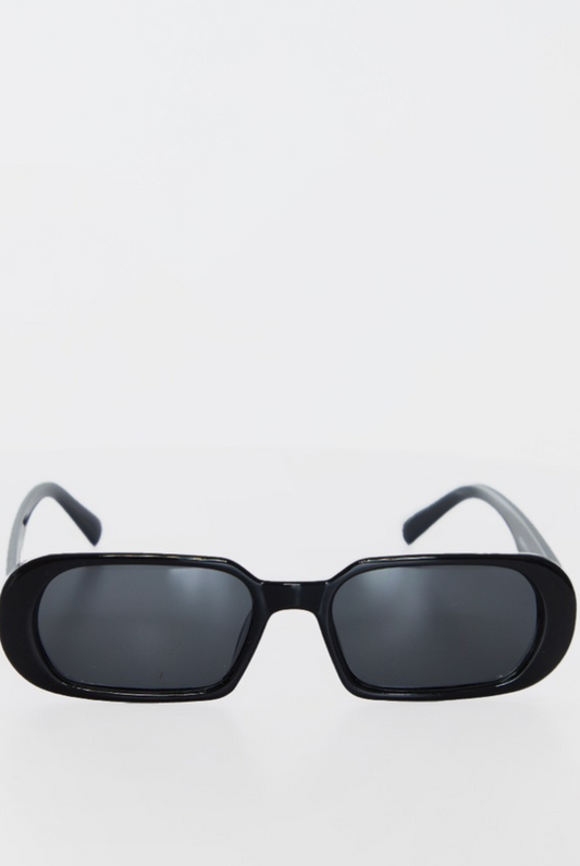 Black Round Frame Slim Sunglasses