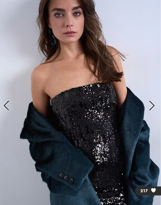 Topshop sequin bandeau mini dress in black