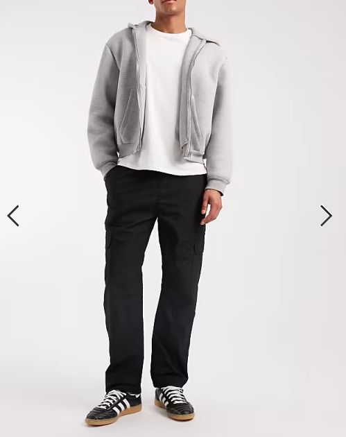 Brave Soul cotton poplin cargo pants in black