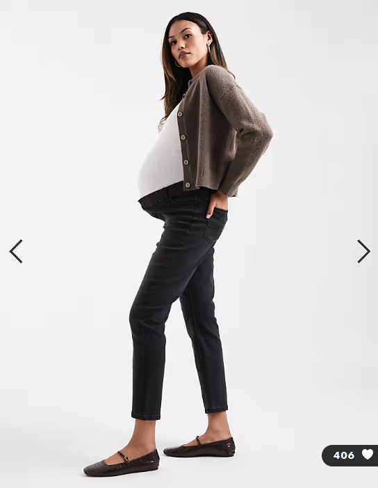 ASOS DESIGN Maternity slim fit comfort mom jeans in washed black