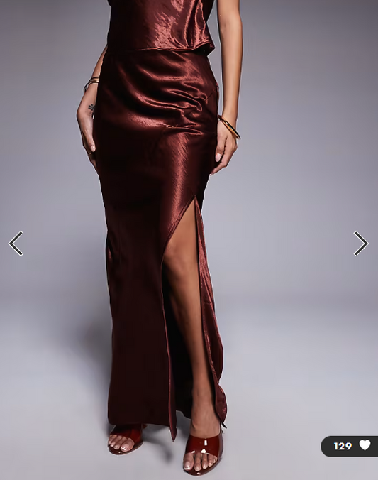 ASOS DESIGN asymmetric seam detail skirt in brown - part of a set