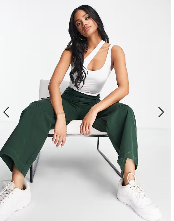 ASOS DESIGN strappy asymmetric cut out crop top in white