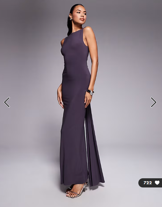ASOS DESIGN knot back sculpting draped maxi dress in grey