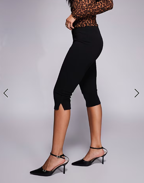 Brave Soul tailored capri pants with front seam in black