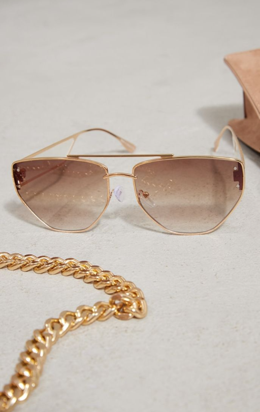 Brown Slim Aviator Sunglasses
