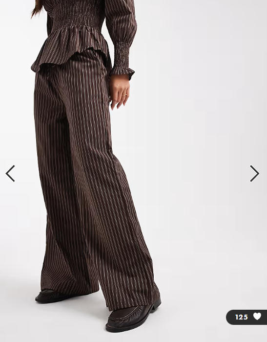 Daisy Street pull on drawstring trouser in brown stripe co-ord