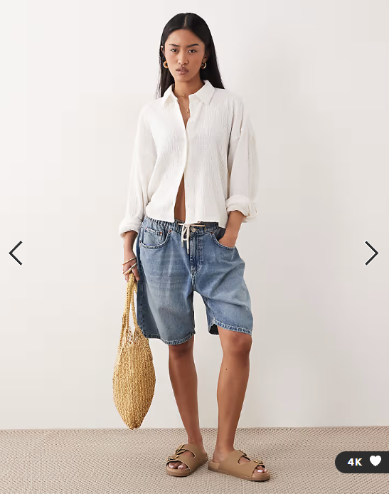 ASOS DESIGN cropped textured cotton shirt in ivory