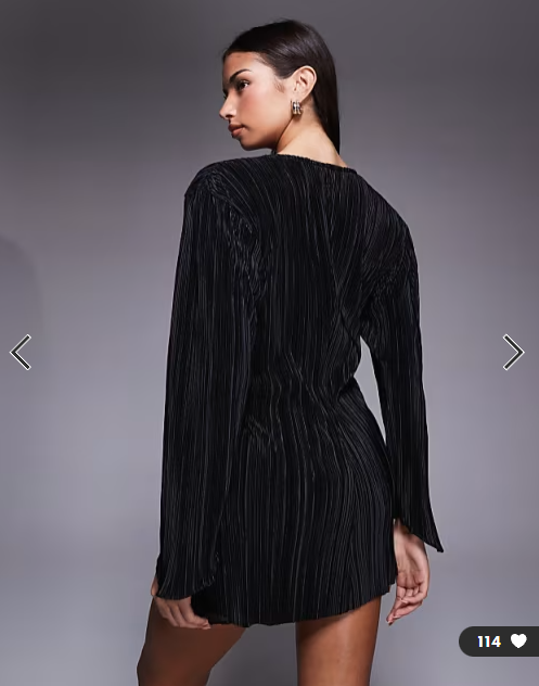 ASOS DESIGN plisse tie detail mini dress in black
