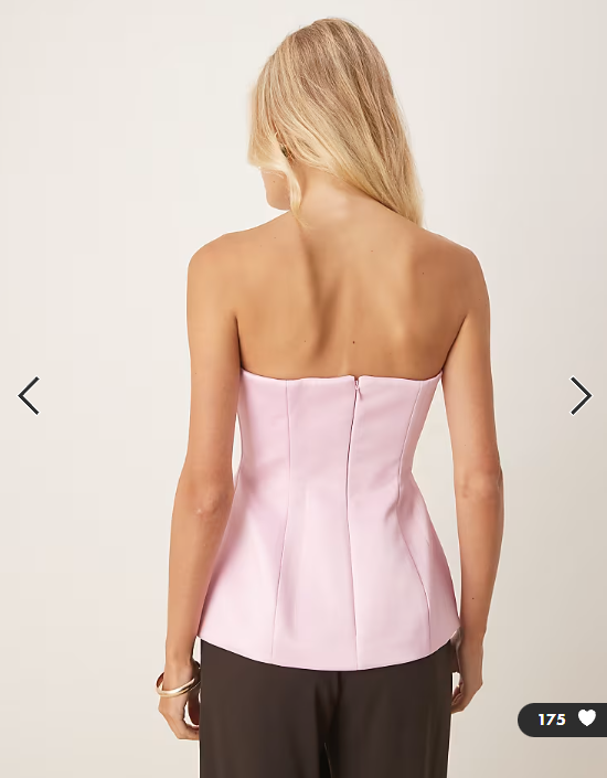 ASOS DESIGN Premium structured satin peplum hem bandeau top in pink
