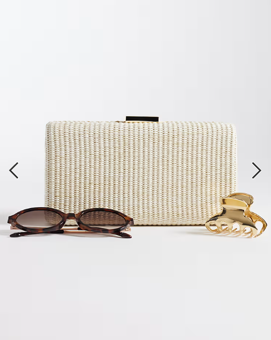 Glamorous hard straw clutch bag in neutral