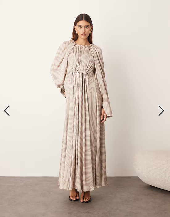 ARRANGE drawstring detail volume trapeze maxi dress in tiger print