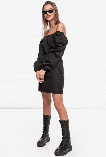 Puff Sleeve square neck dress