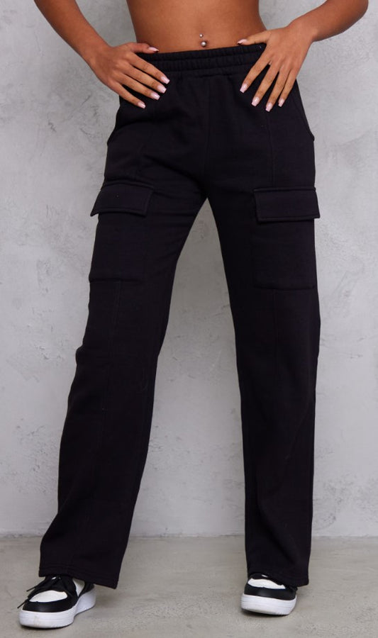 Tall Black Pocket Detail Straight Leg Joggers