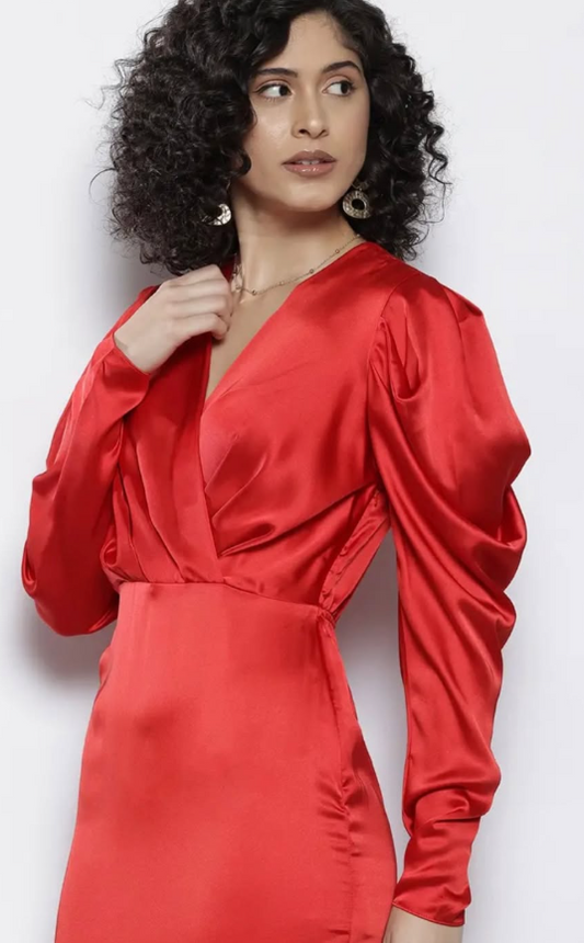 NA-KD - Puff Sleeve Satin Dress