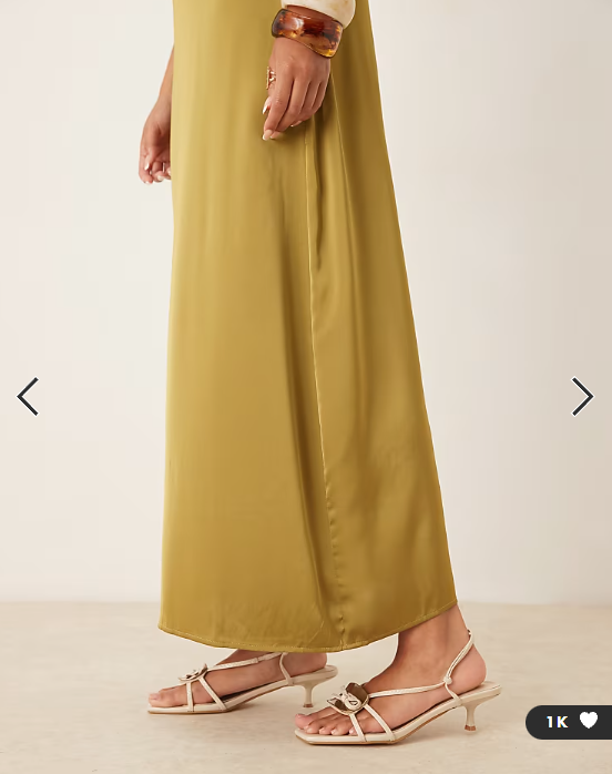 Vila satin cowl neck maxi dress in olive green