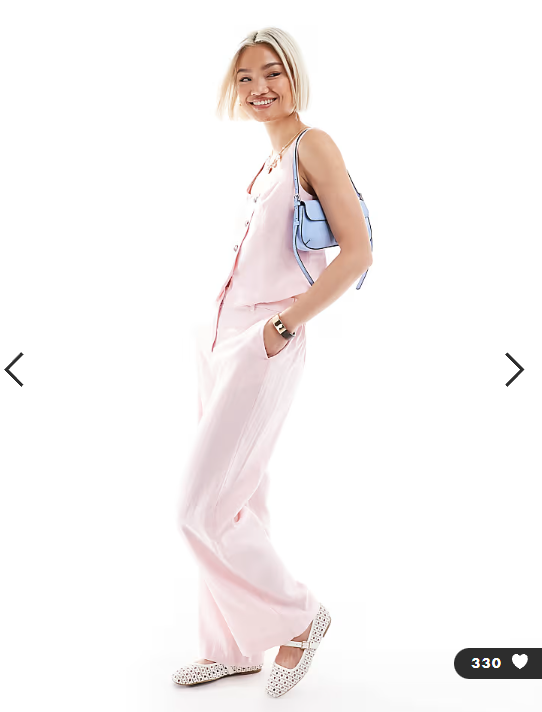 New Look co-ord linen square neck waistcoat in pink