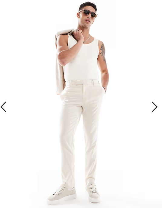 ASOS DESIGN four way stretch skinny suit trousers in stone