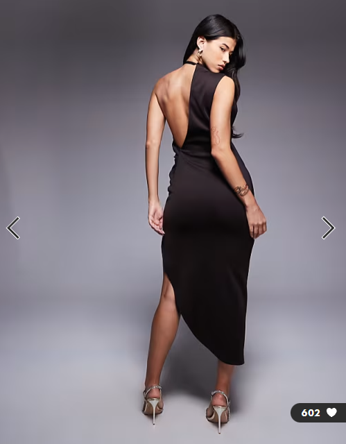 Asos - one shoulder midi dress in chocolate scuba