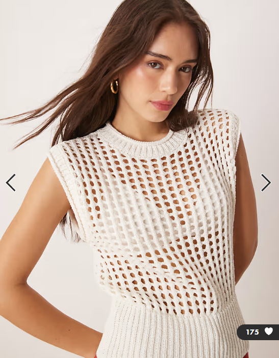 ASOS DESIGN knitted mesh stitch tank top in white