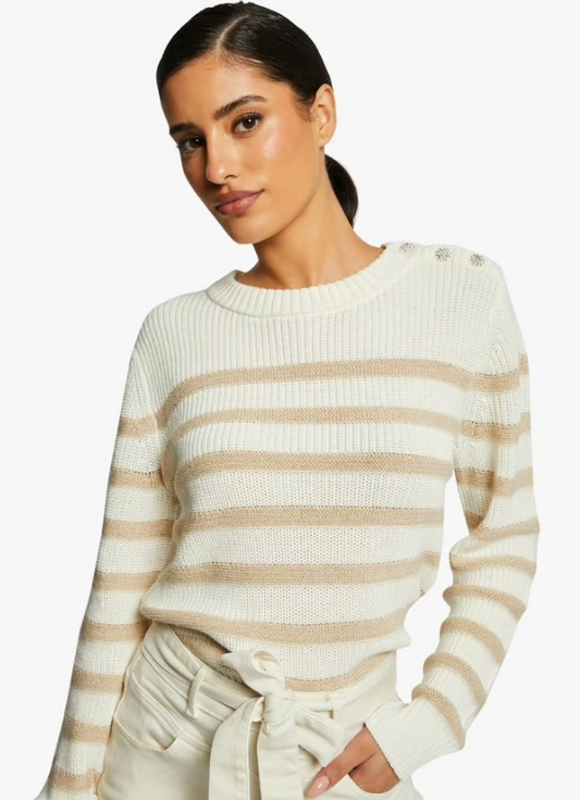 Morgran - golden stripe button sweater