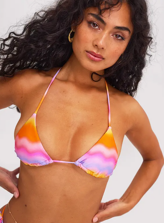 Loavies - Pink bikini top with tie dye print