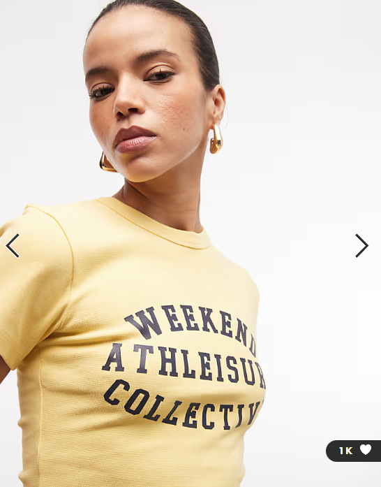Weekend Collective ribbed baby tee with athleisure graphic in yellow