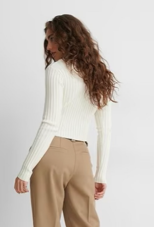 NA-KD -Ribbed Zip-Front Cardigan