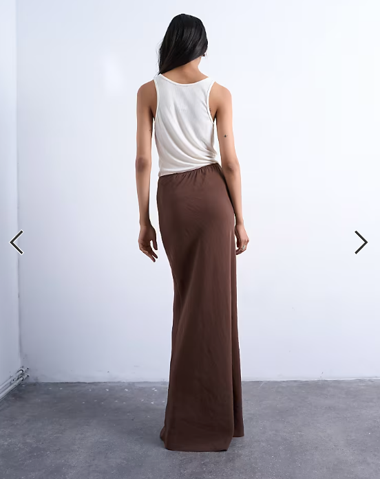 Topshop co-ord super soft cupro bias midi in brown