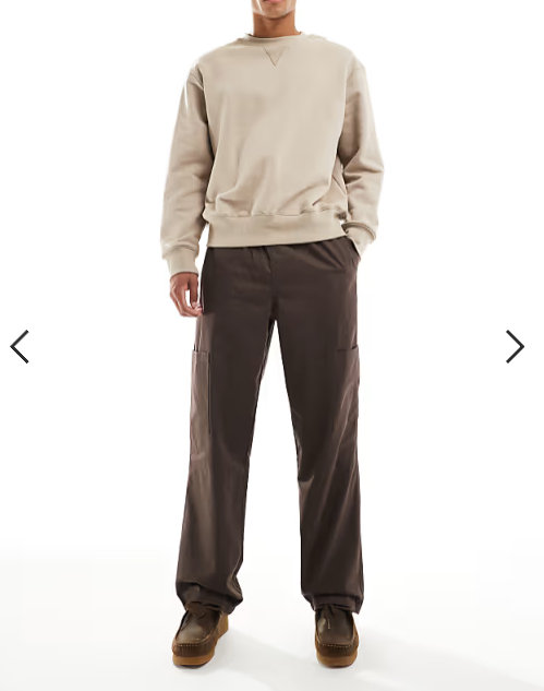 ASOS DESIGN baggy pull on cargo trousers in brown