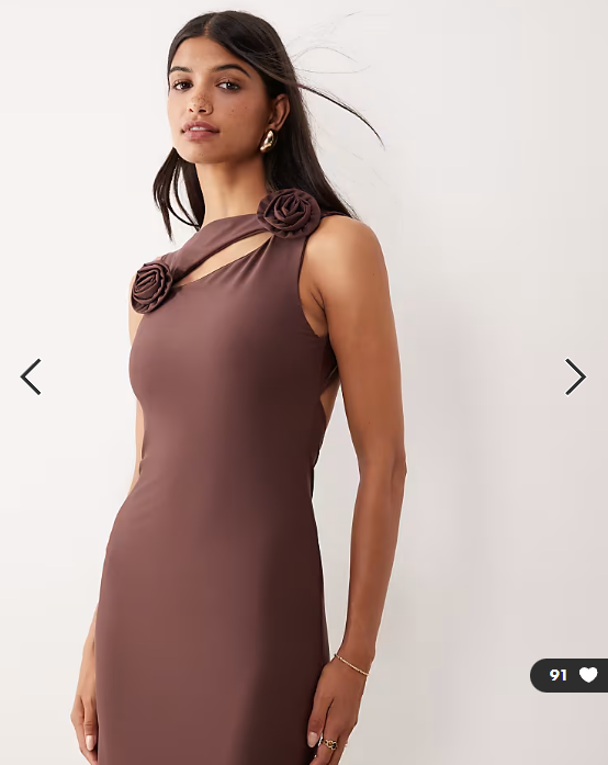 ASOS DESIGN corsage midi dress in chocolate
