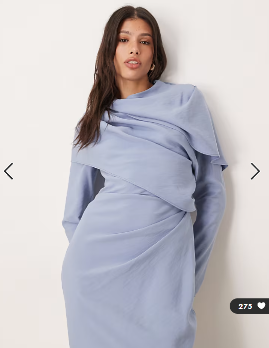ASOS DESIGN Tall high neck draped bodice maxi dress in mid blue