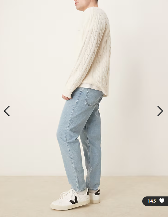 ASOS DESIGN tapered fit jeans in mid wash blue