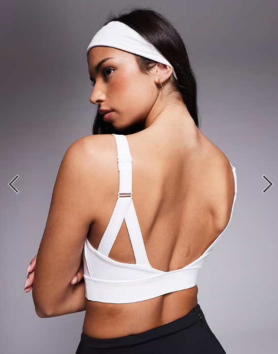 4505 Icon running medium support sports bra with adjustable straps in white