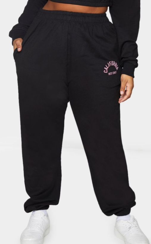 Plus Black California Print Joggers