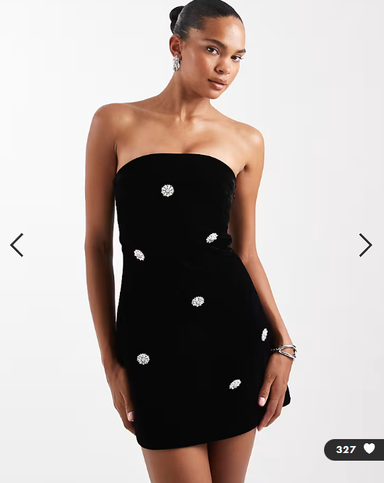The Frolic exclusive velvet embellished bandeau mini dress in black