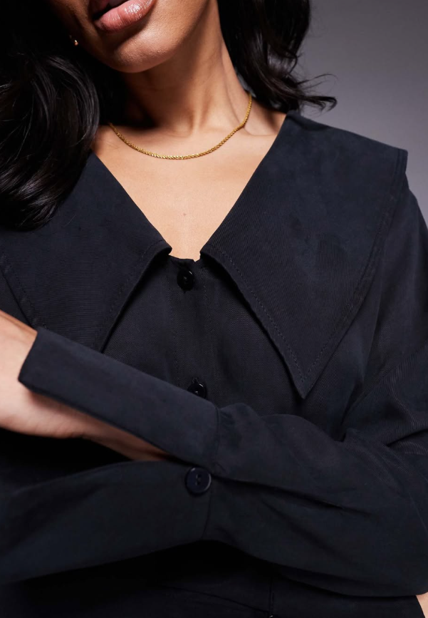 Asos - Miss Selfridge - Wide collared shirt dress in black