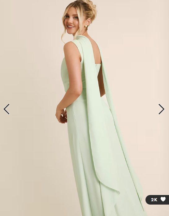 Six Stories Bridesmaid crepe square neck maxi dress with scarf neck in mint green
