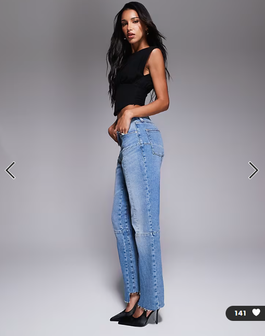 Good American good icon straight jeans in mid blue wash