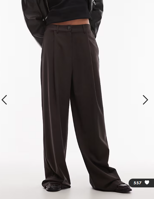 ASOS DESIGN tailored wide leg dad trouser in chocolate