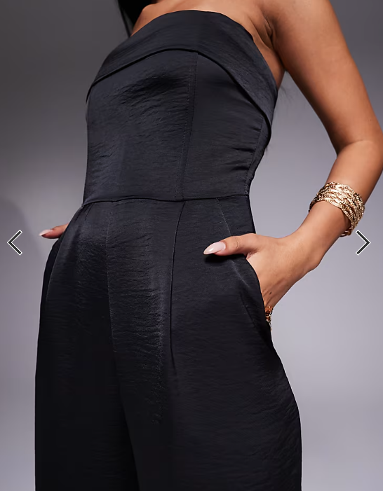 TFNc - satin bandeau wide leg jumpsuit in black