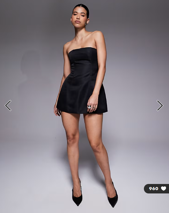 Aria Cove satin seam detail structured bandeau mini dress in black